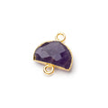 9x14mm Gold Leafed Amethyst Faceted Half Moon Focal Connector 1 piece
