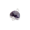 9x14mm Silver Leafed Amethyst Faceted Half Moon Focal Connector 1 piece