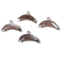 9x20mm Silver Leafed Chocolate Moonstone Cresent Moon Pendant 1 focal bead