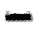 9x29mm Silver Leafed Black Chalcedony Plain Bar Connector 1 piece