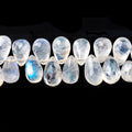 9x6-11x6mm Rainbow Moonstone Plain Tear Drop Beads 9 inch 62 pieces