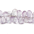9x6-11x8mm Pink Amethyst Pear Concave Faceted Briolette 8.5 inch 57 Beads AAA