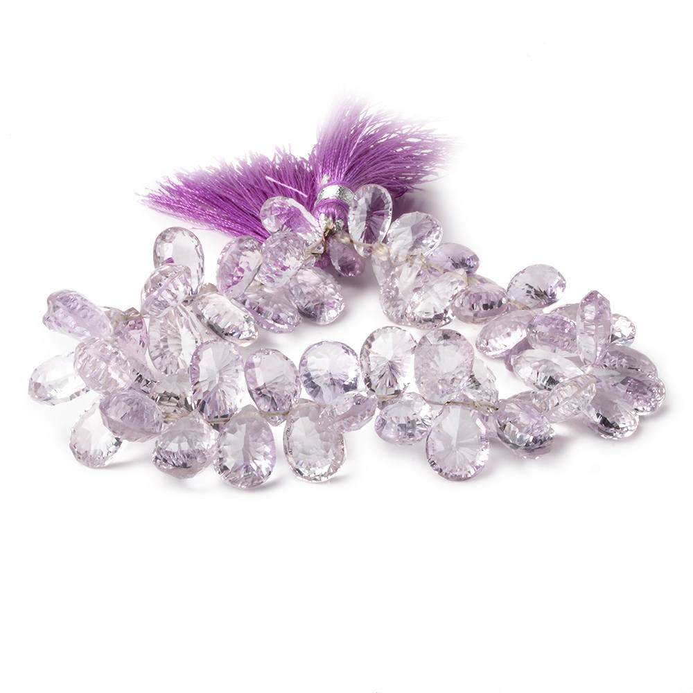 9x6-11x8mm Pink Amethyst Pear Concave Faceted Briolette 8.5 inch 57 Beads AAA