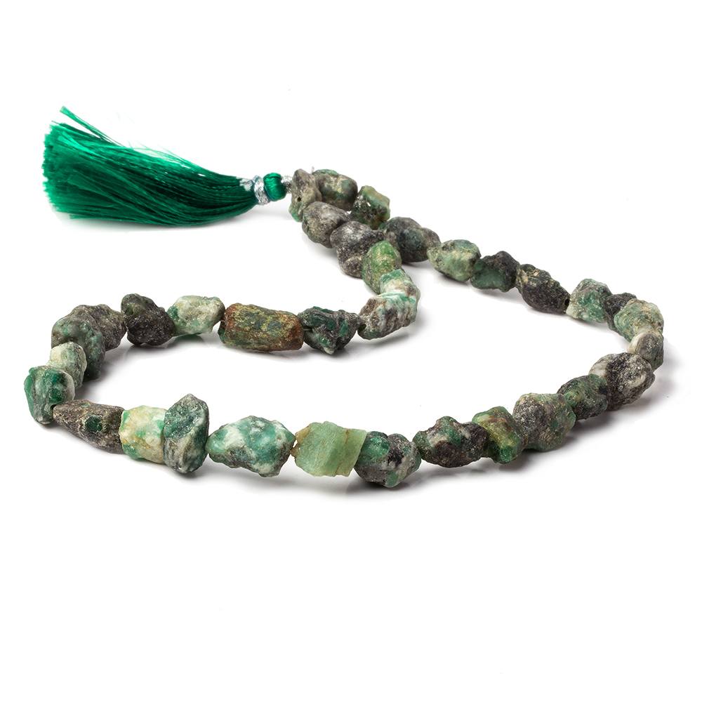 9x6-12x8mm Matte Emerald straight drilled Natural Crystal beads 13 inch 38 beads