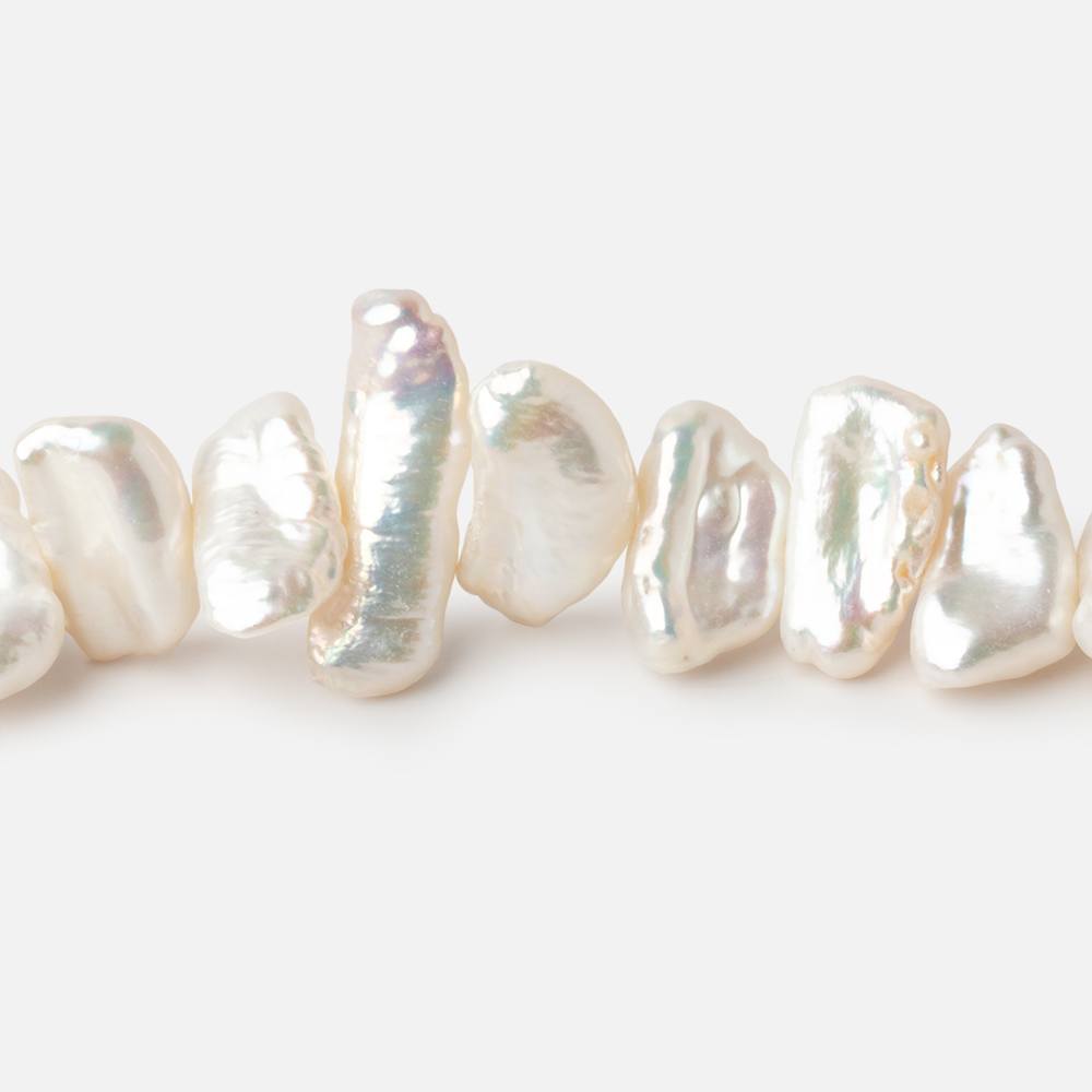 9x6-15x8mm Creamy White Biwa Freshwater Pearls 15.5 inch 59 beads AA
