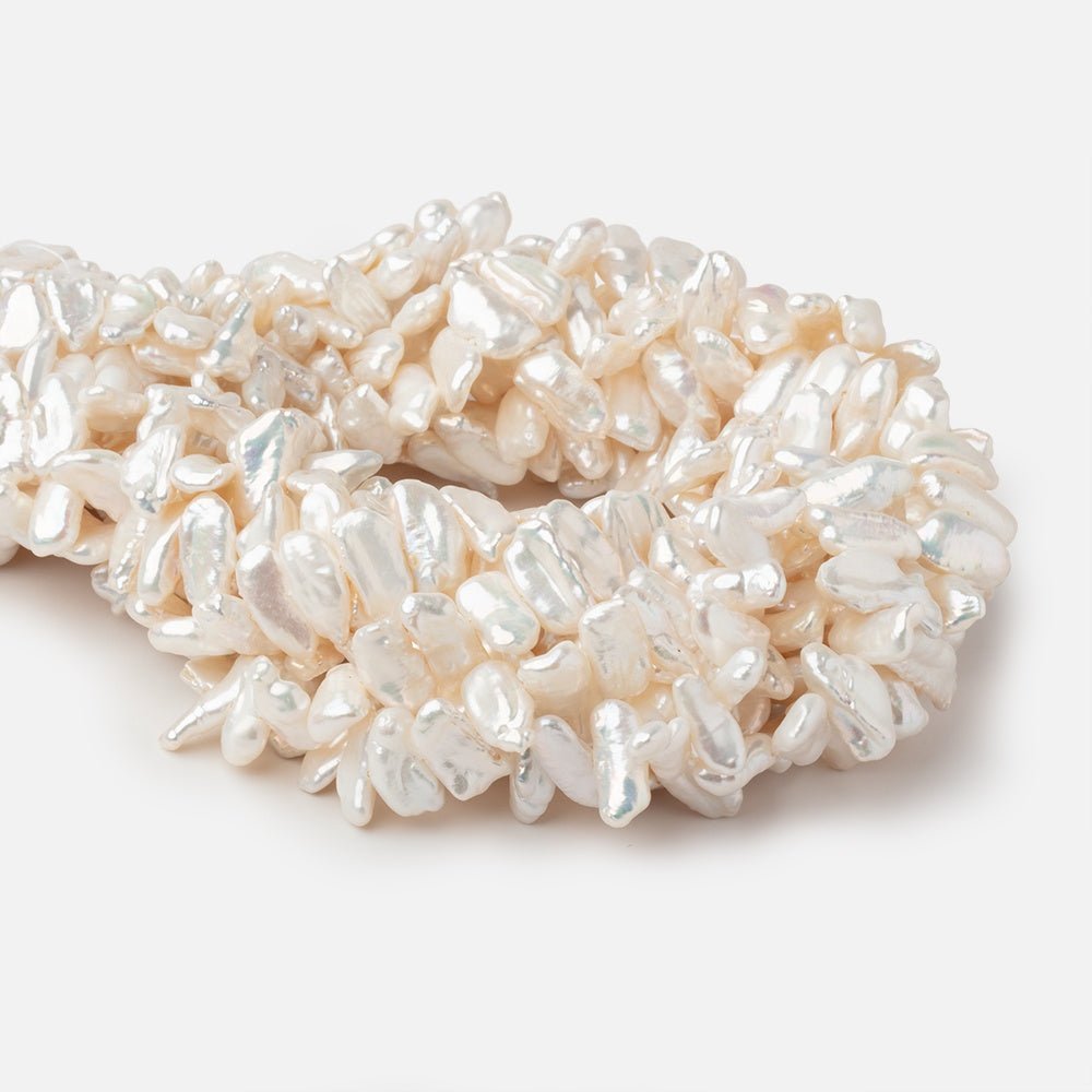 9x6-15x8mm Creamy White Biwa Freshwater Pearls 15.5 inch 59 beads AA