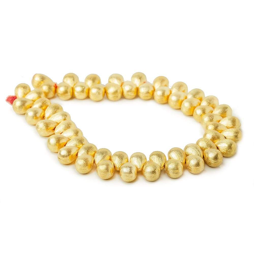 9x6mm 22kt Gold plated Copper Brushed Tear Drop Beads 8 inch 52 pieces