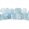 9x6mm Aquamarine Plain Pear Beads 16 inch 130 pieces with a 1mm Hole