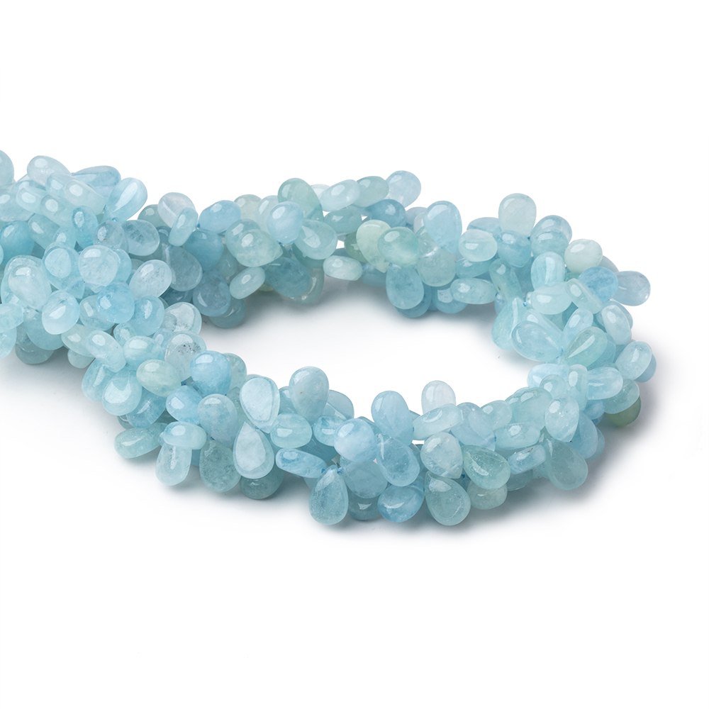 9x6mm Aquamarine Plain Pear Beads 16 inch 130 pieces with a 1mm Hole