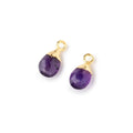 9x6mm Gold Leafed Amethyst Faceted Pear Set of 2 Pendants