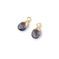 9x6mm Gold Leafed Iolite Faceted Pear Set of 2 Pendants