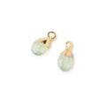 9x6mm Gold Leafed Prehnite Faceted Pear Set of 2 Pendants