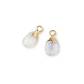 9x6mm Gold Leafed Rainbow Moonstone Faceted Pear Set of 2 Pendants
