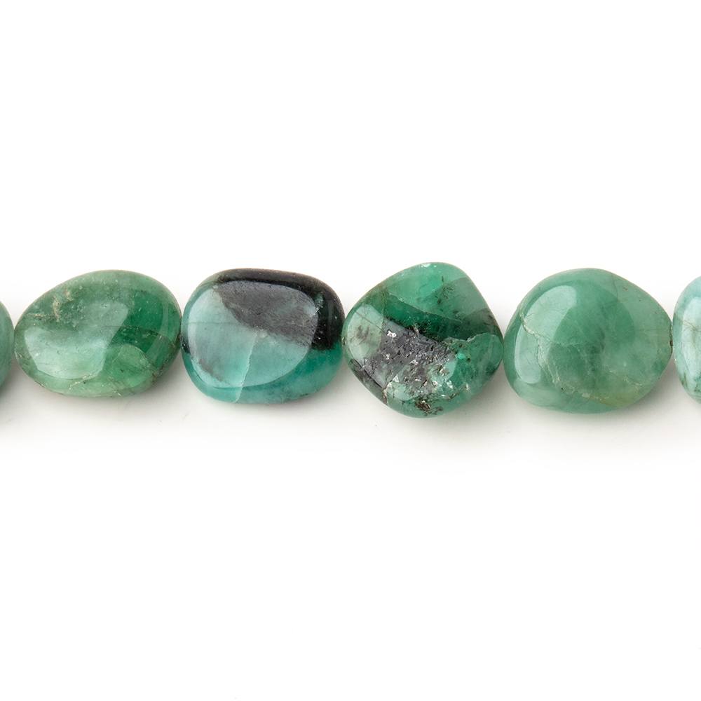 9x7-10x8mm Emerald Plain Nugget Beads 9 inch 21 pieces
