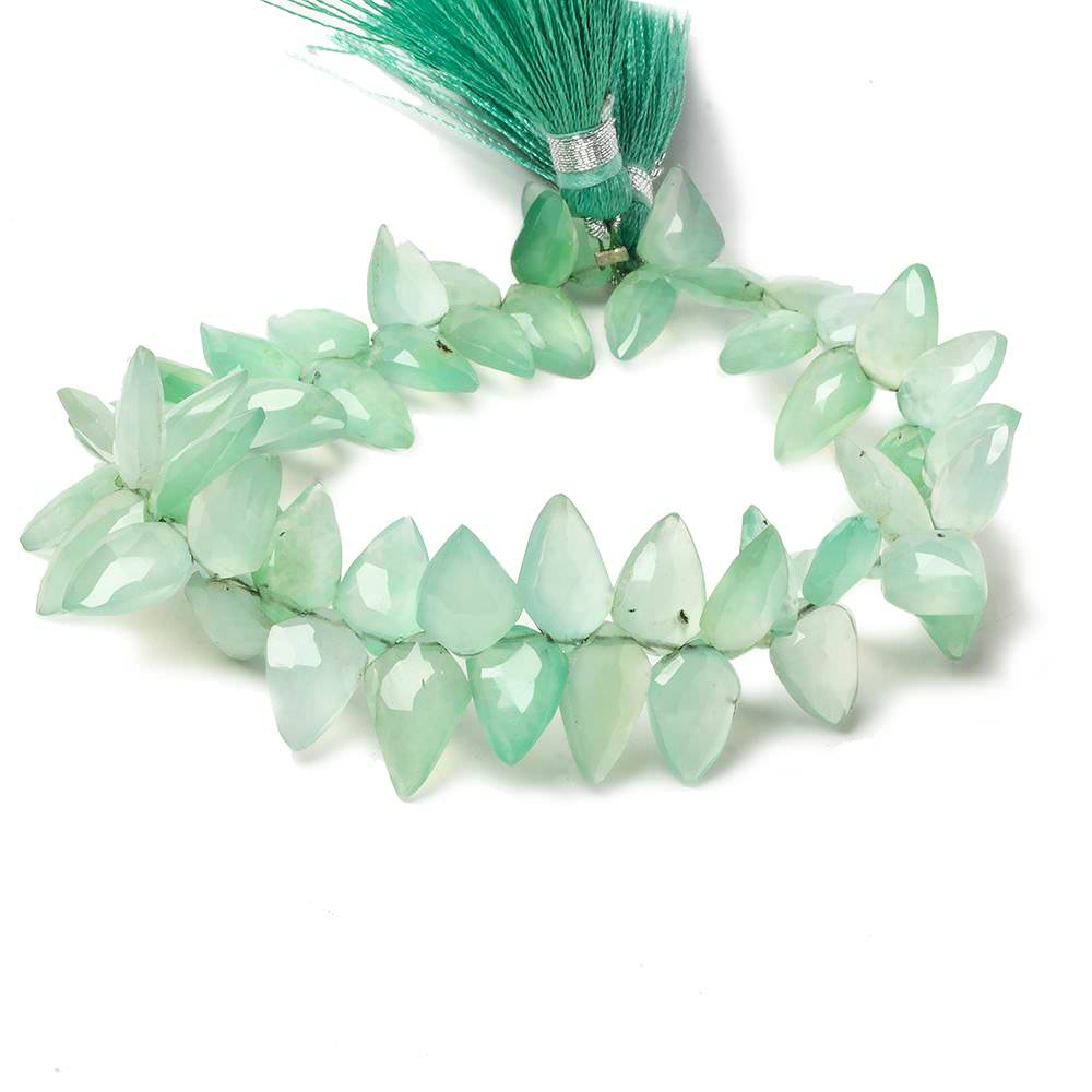 9x7-11x6mm Chrysoprase shoulder drilled faceted pears 8 inch 56  beads