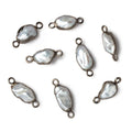 9x7-11x7mm Black Gold Leafed White Keshi Freshwater Pearl connector 1 piece