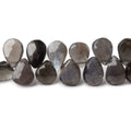 9x7-11x7mm Platinum Grey Moonstone faceted pears 8 inch 49 beads