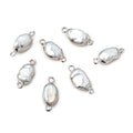 9x7-11x7mm Silver Leafed White Keshi Freshwater Pearl connector 1 piece