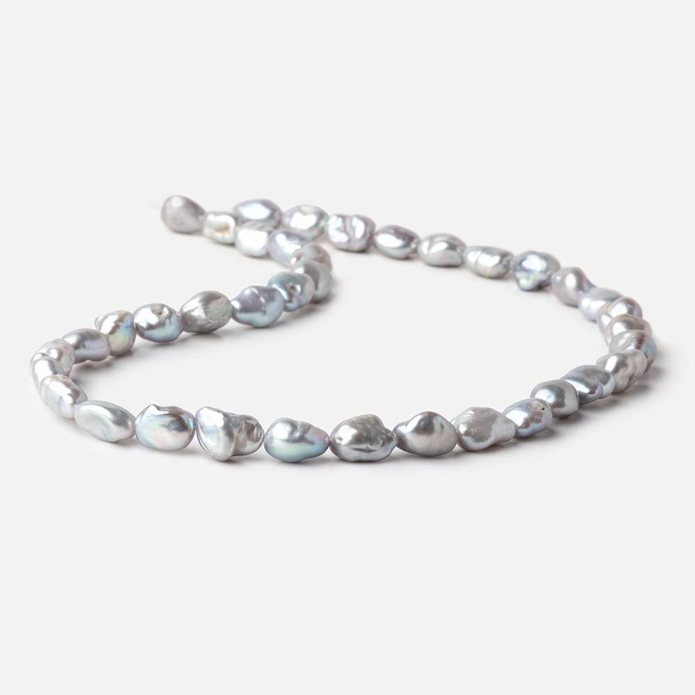 9x7-11x8mm Silver Keshi Straight Drilled Freshwater Pearls 16 inch 36 Beads