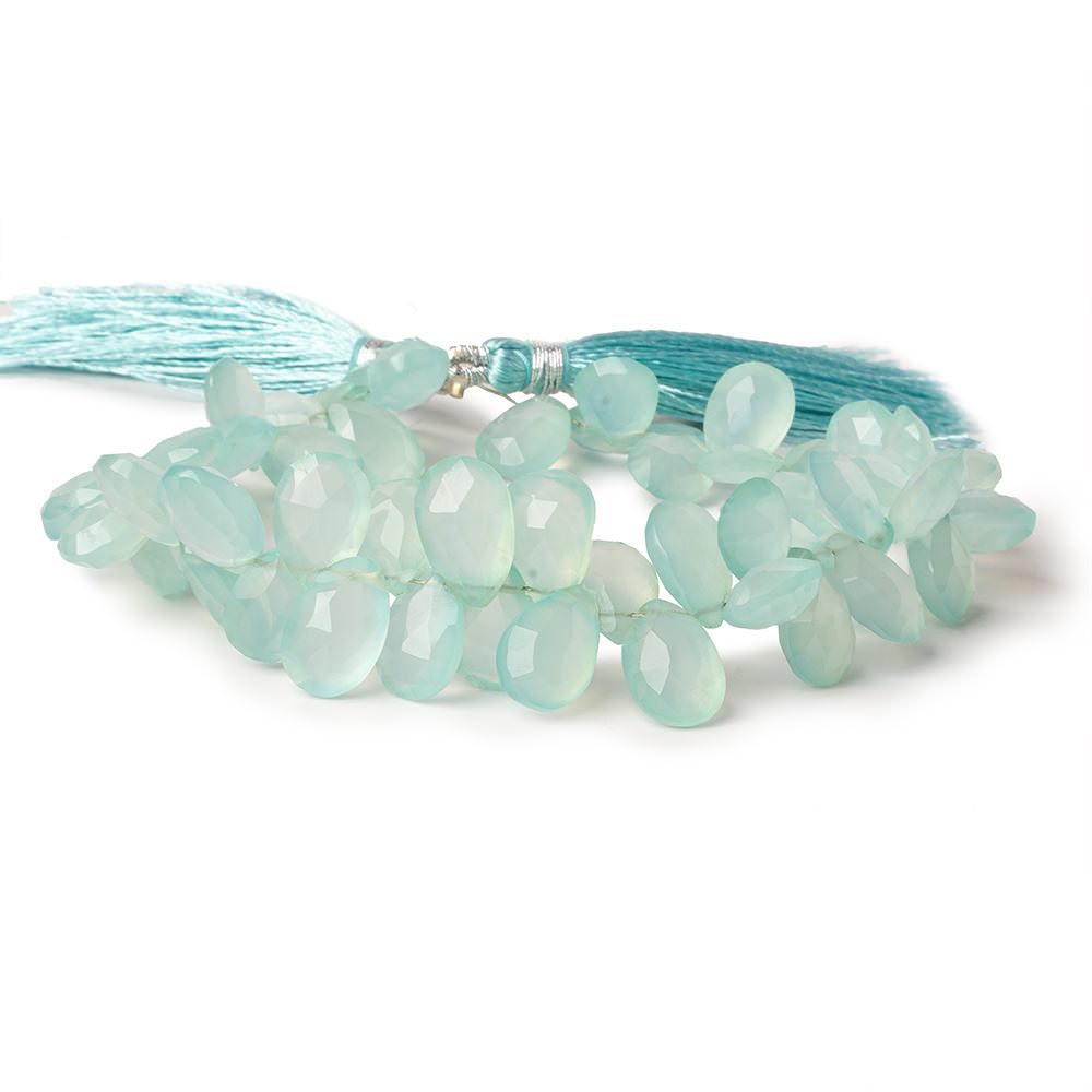 9x7-12x8mm Seafoam Green Chalcedony faceted pears 7.5 inch 63 beads AAA