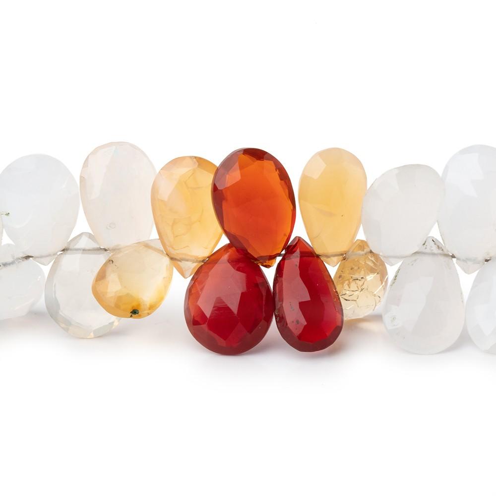 9x7-14x6mm Multi Color Fire Opal Faceted Pear Beads 9.25 inch 64 pieces