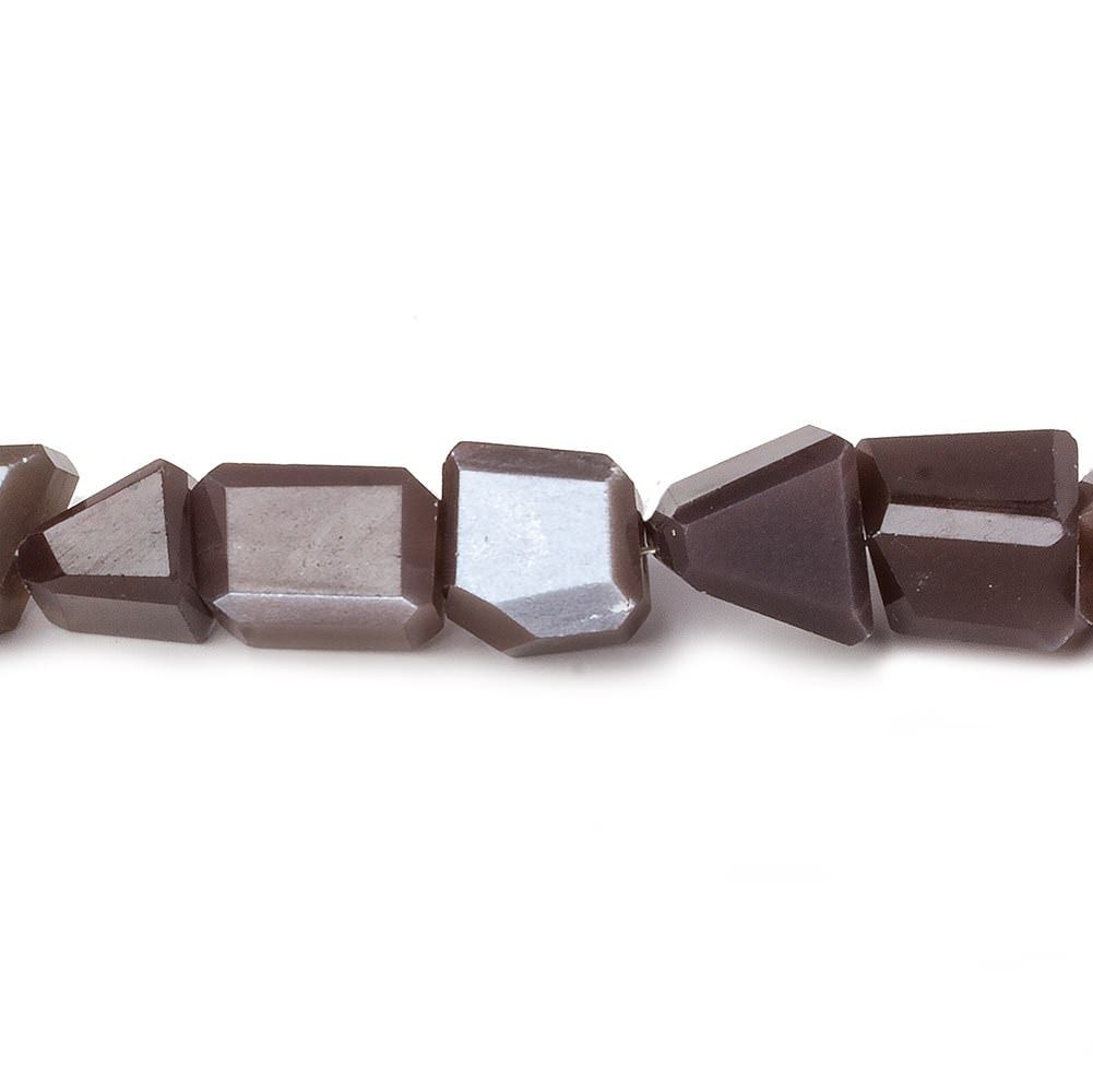 9x7-14x7mm Chocolate Brown Moonstone faceted nugget beads 8 inch 19 pieces