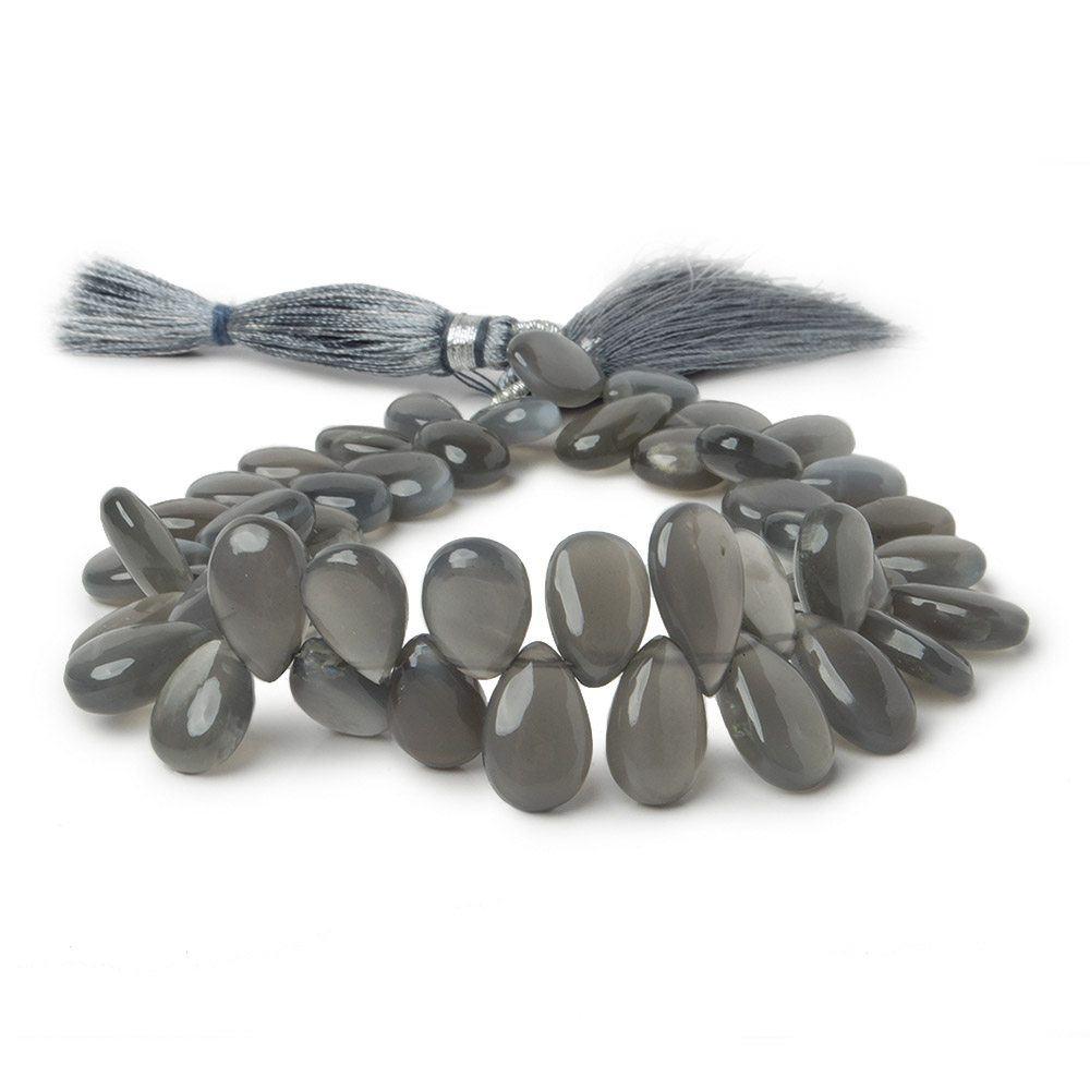 9x7-15x7mm Platinum Grey Moonstone Plain Pear Beads 8 inch 47 pieces