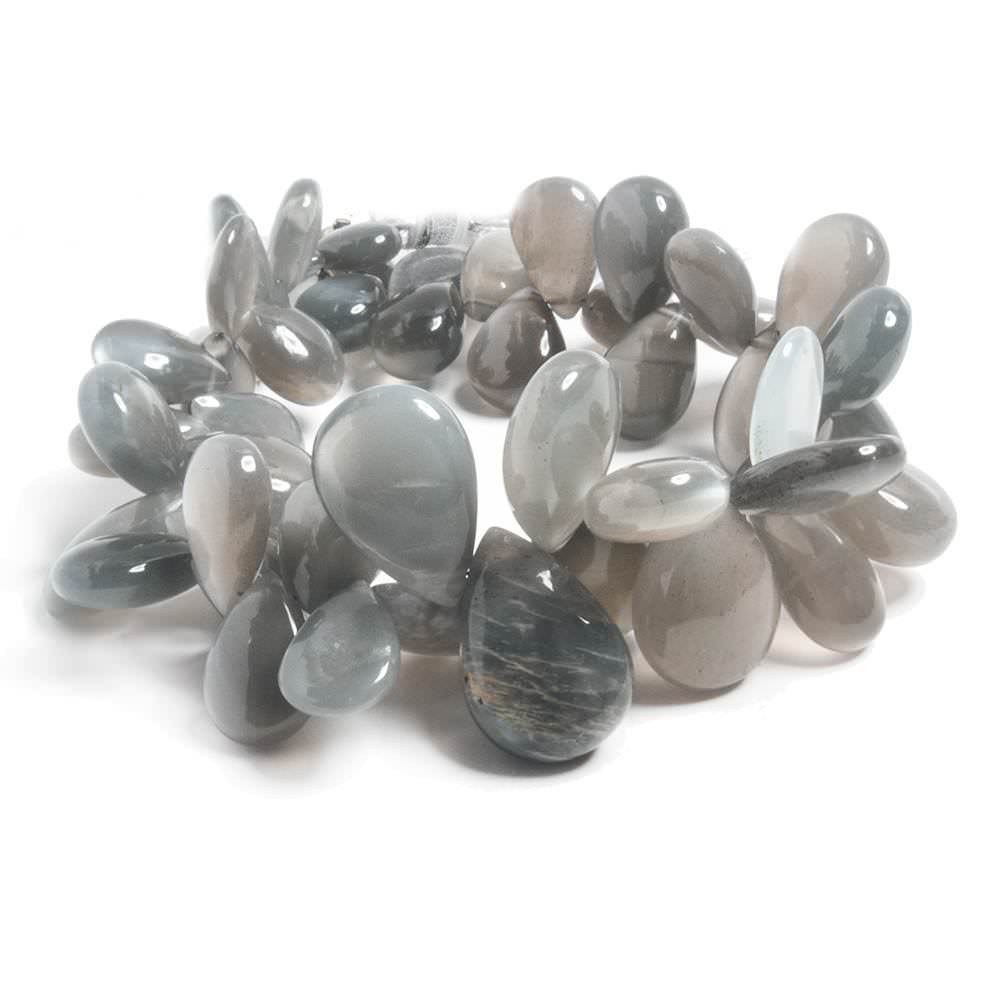 9x7-18x12mm Platinum Moonstone plain pears 8.25 inches 49 beads