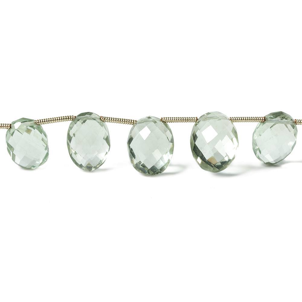 9x7mm-17x8mm Prasiolite Faceted Oval Beads 8 inch 16 pieces