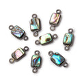9x7mm Black Gold .925 Bezel Abalone Shell Rectangular Connector 1 piece