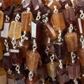 9x7mm Hessonite Garnet faceted nugget .925 Silver Chain by the foot 22 pieces