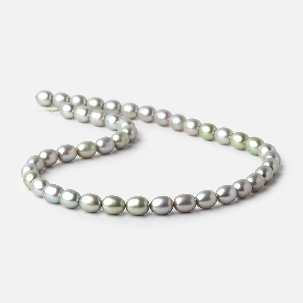 9x7mm Sage Green Oval Freshwater Pearls 16 inch 42 pieces