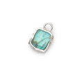9x7mm Silver Leafed Labradorite plain rectangle Pendant 1 focal bead