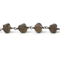 9x7mm Smoky Quartz faceted twist Black Gold plated Chain by the foot 22 pcs