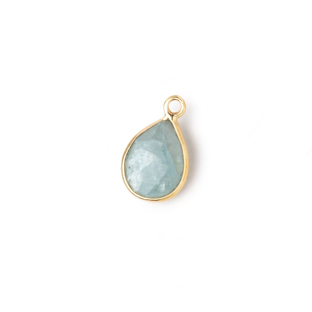 9x7-11x8mm Vermeil Bezel Milky Aquamarine Faceted Pear Pendant 1 Focal piece