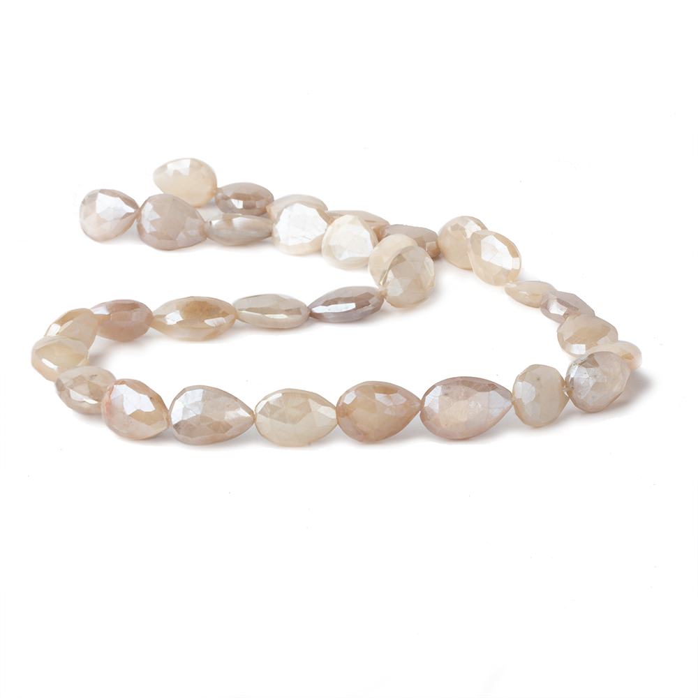 9x8-13x8mm Mystic Cream Moonstone faceted pears 14 inch 29 beads