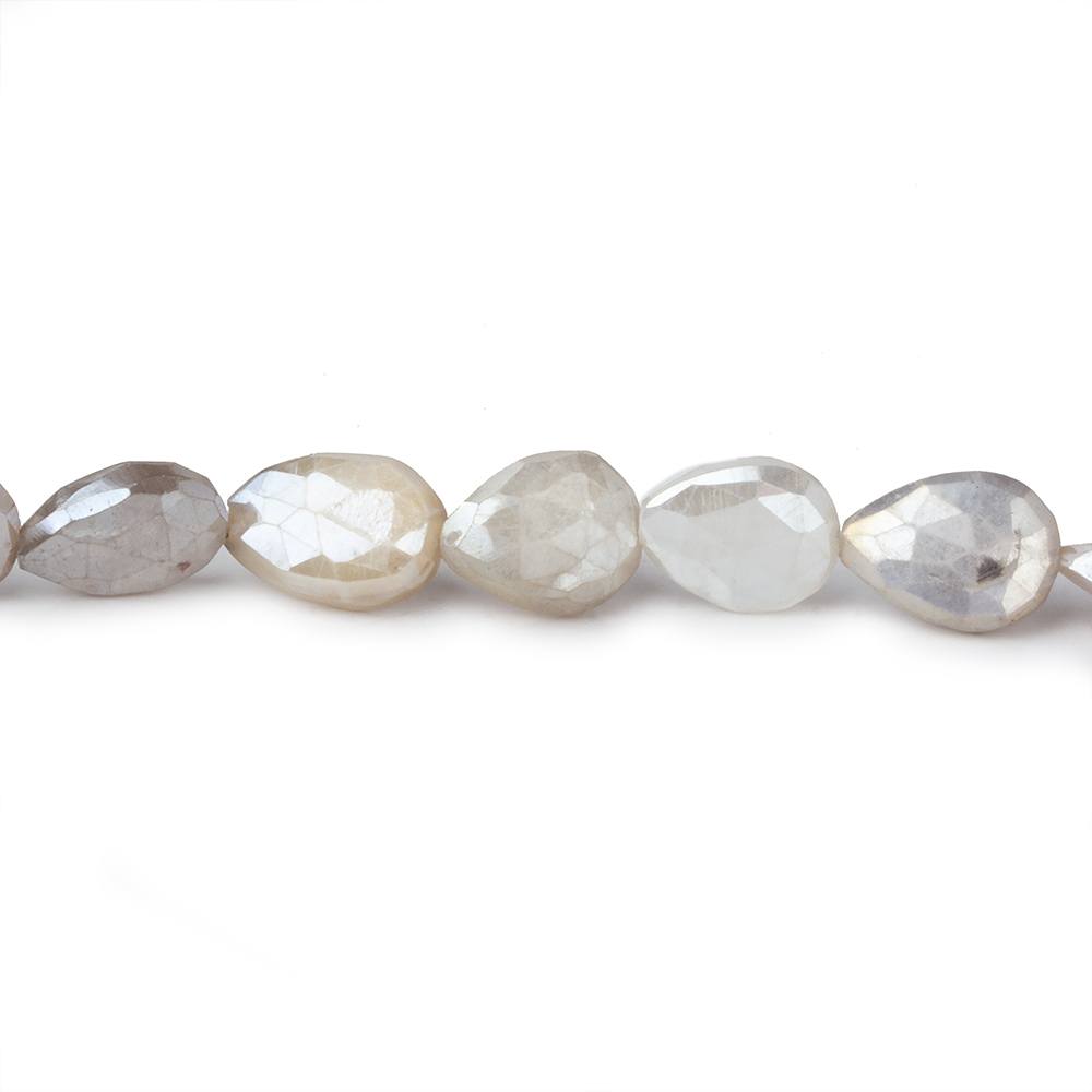 9x8-13x8mm Mystic Greyish Cream Moonstone faceted pears 14 inch 29 beads