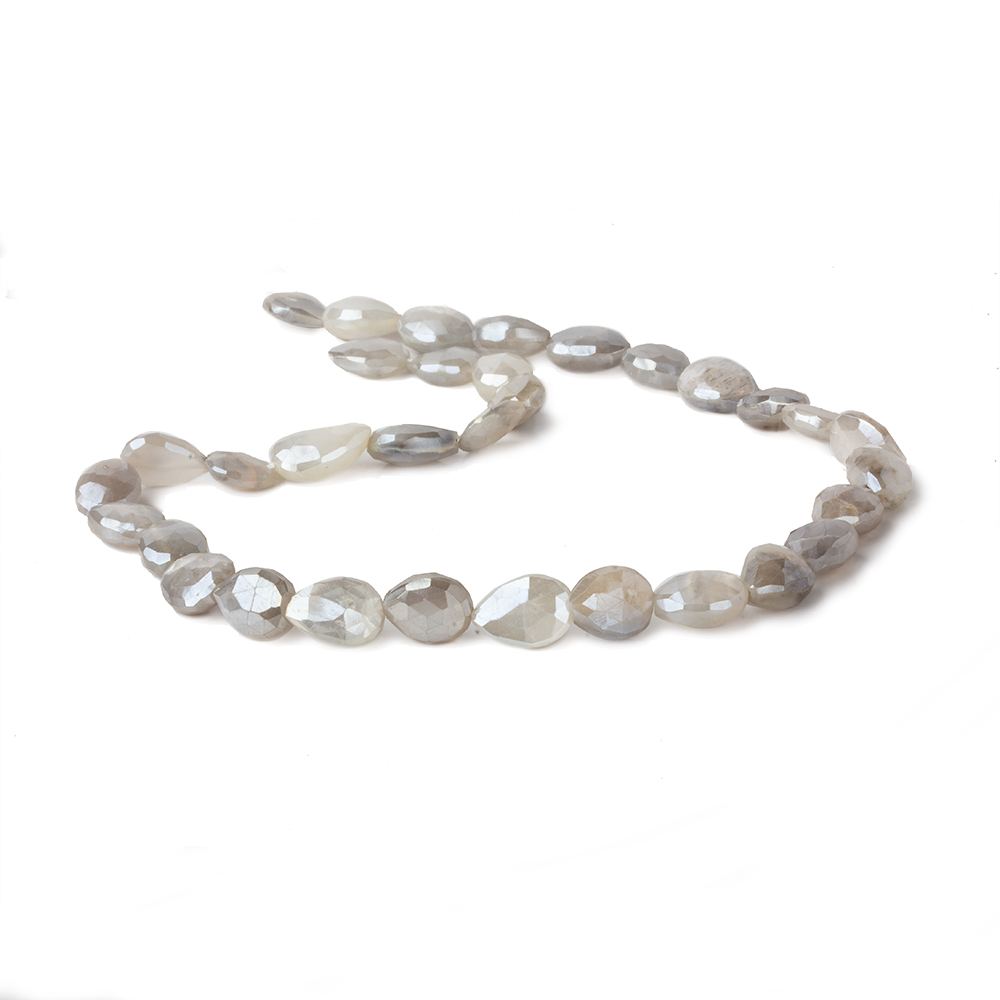 9x8-13x8mm Mystic Platinum Grey Moonstone faceted pears 14 inch 29 beads