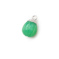 9x8mm Silver Leafed Green Onyx Carved Melon focal bead Pendant sold as 1 piece