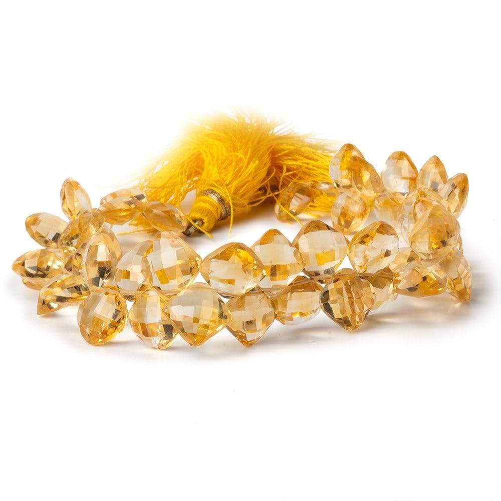 9x9-10x10mm Citrine Top Drilled Faceted Pillow Beads 8 inch 49 pieces AAA