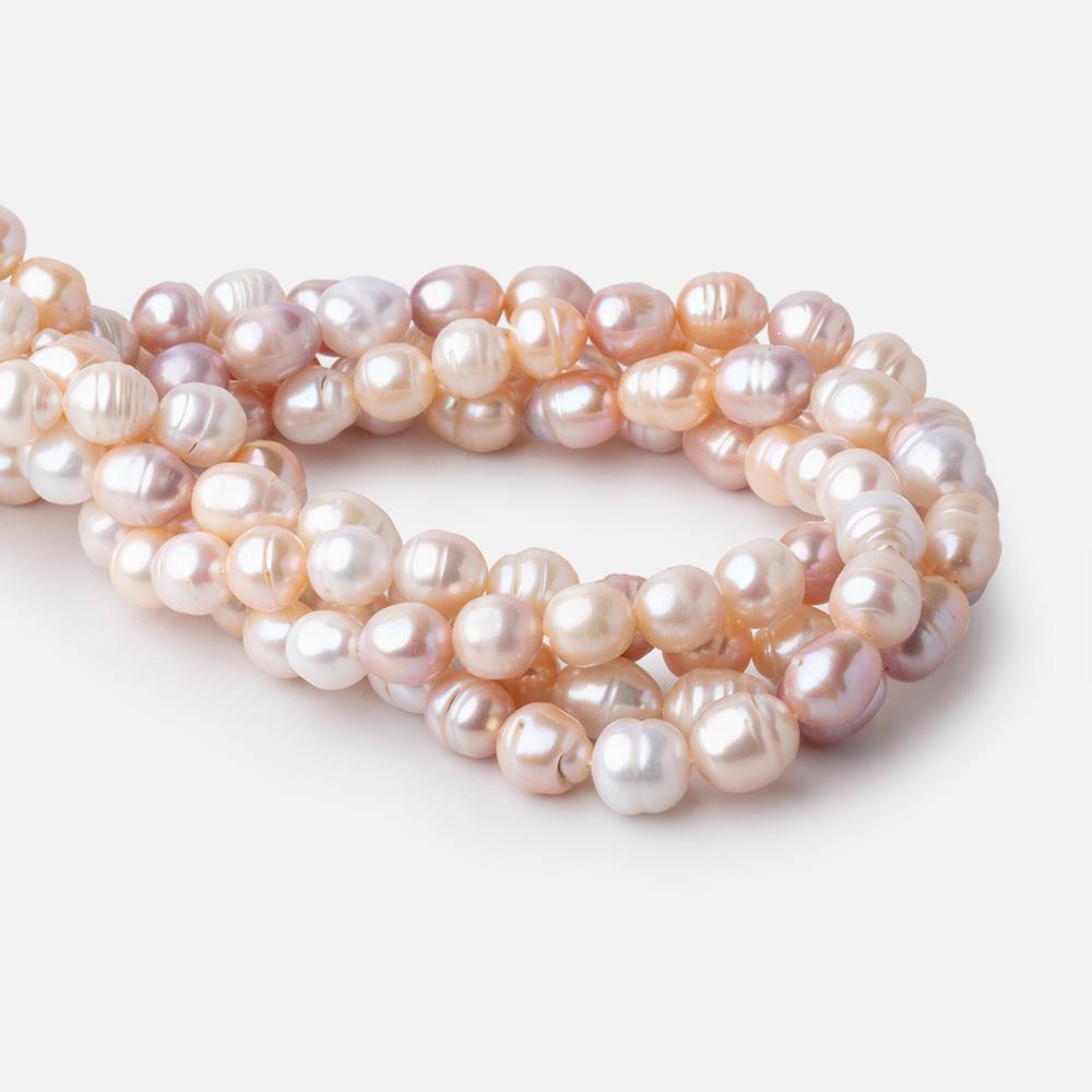 9x9-12x9mm Tri Color Baroque Freshwater Pearls 15.5 inch 35 Beads