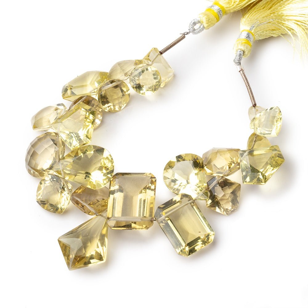9x9-21x15mm Lemon Quartz Faceted Multi Shape Beads 5 inch 22 pieces AAA