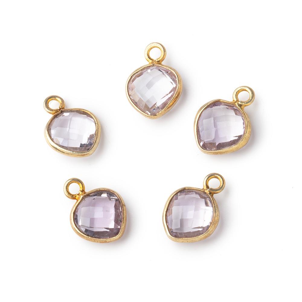 9x9mm Vermeil Bezeled Pink Amethyst Faceted Heart Pendant 1 Focal Piece