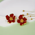 Vintage Flower Elegant Three-dimensional Small Red White Suit Necklaces