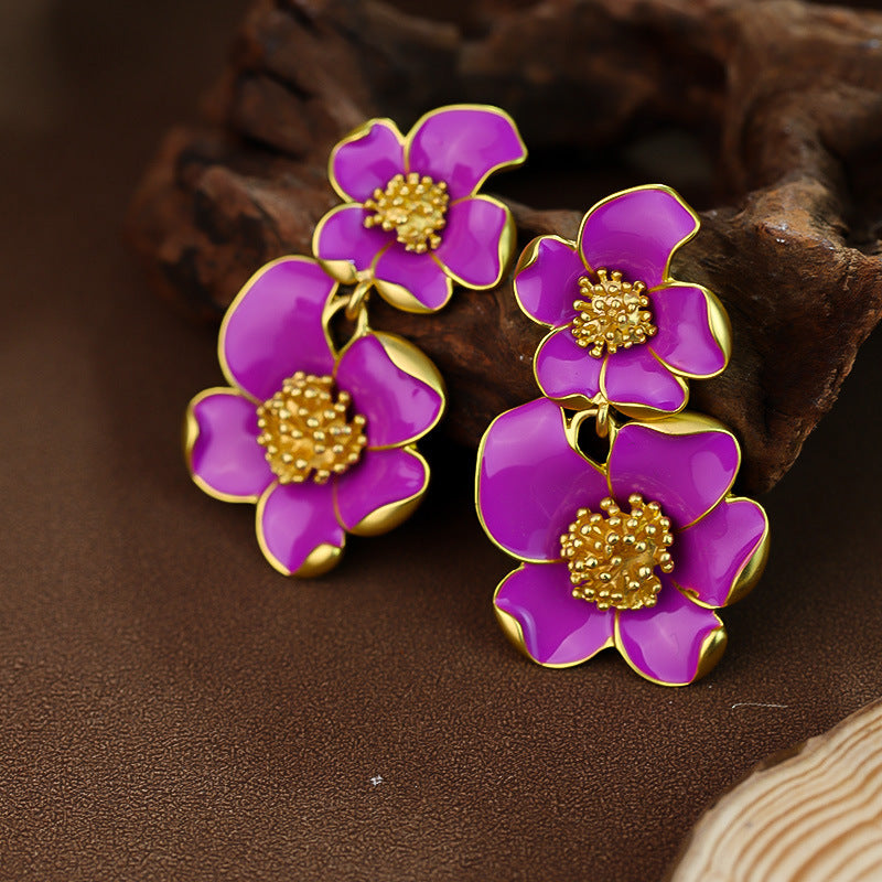 Vintage Flower Elegant Three-dimensional Small Red White Suit Necklaces