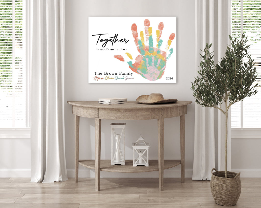 Family Handprint Canvas: Together Is Our Favorite Place Wall Art