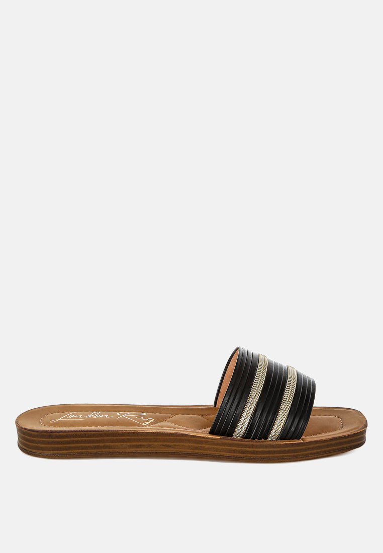 Zosaya Faux Zipper Detail Slip Ons