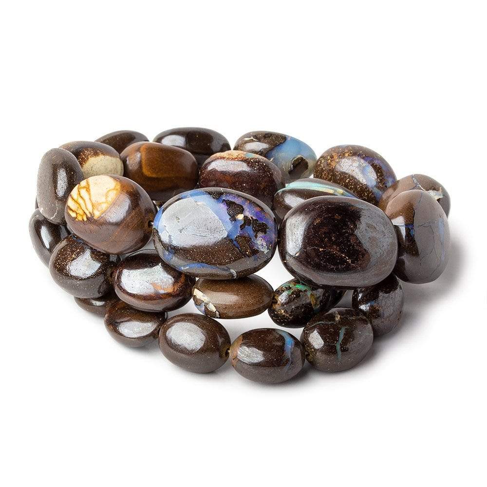 Australian Boulder Opal plain nuggets 17.5 inch 34 beads 8x6x4-19x14x8mm A