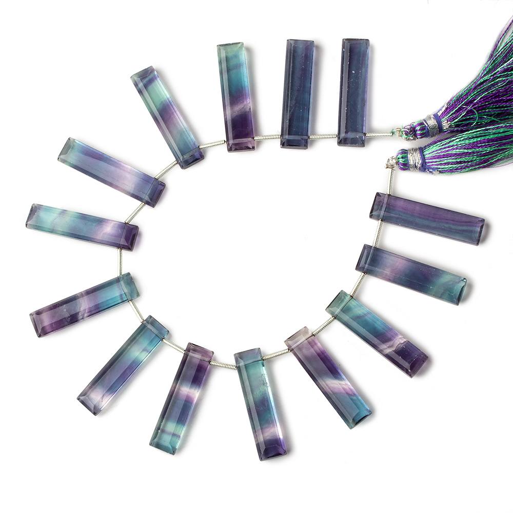 Banded Fluorite emerald cut rectangle bars 14 beads 7 inch 28x7x5mm average AAA