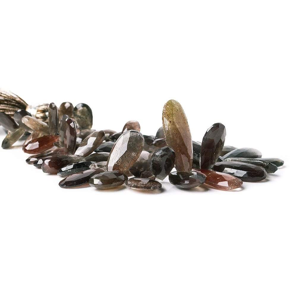 Cat's Eye Scapolite Faceted Pear Briolette Beads, 8 inch, 10x6-27x10mm, 56 pieces